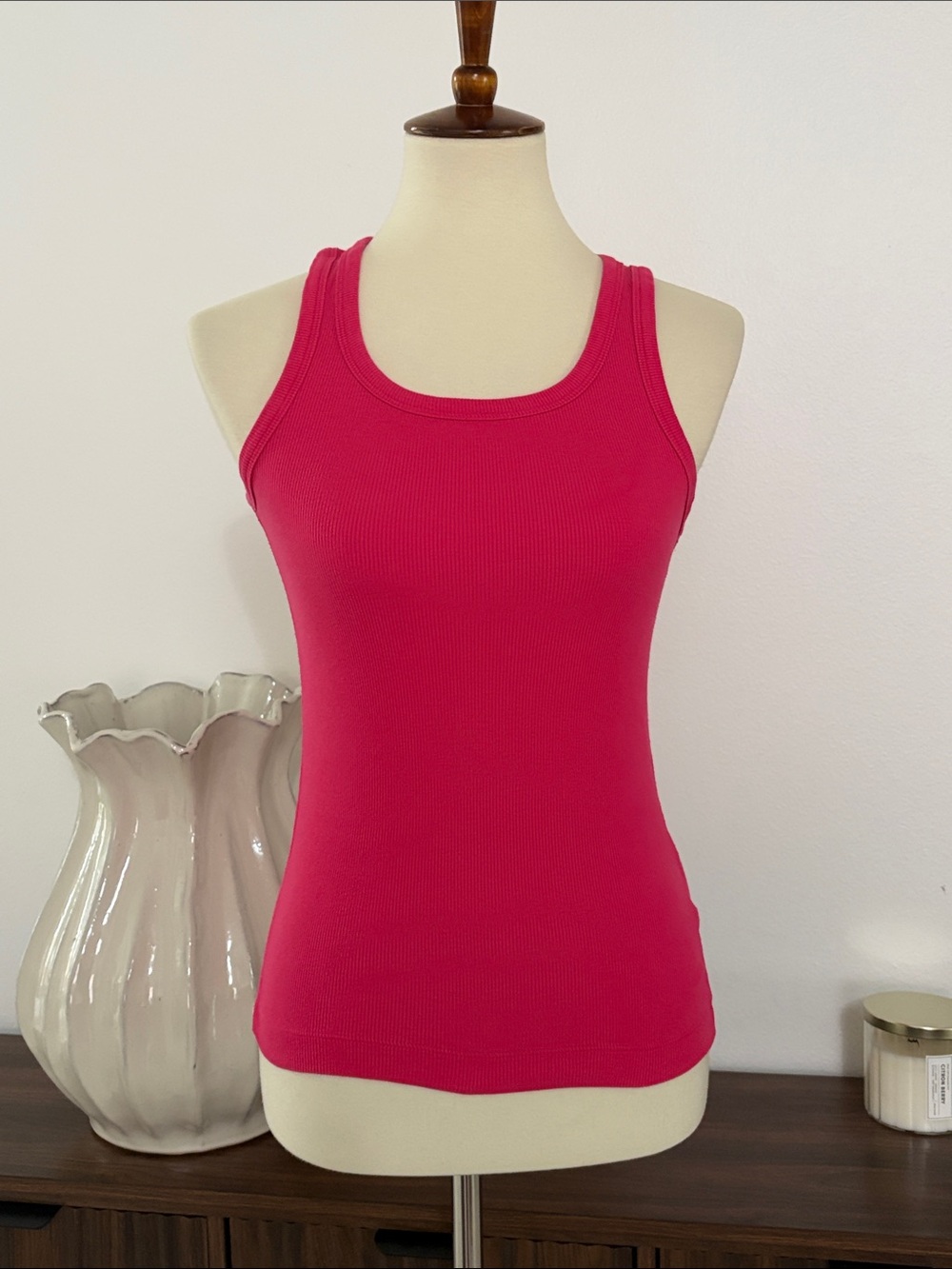COS Hot Pink Ribbed Tank Top